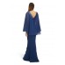 Vera Mont - 4678 4589 lang kleed blauw stretch voile pailletten.